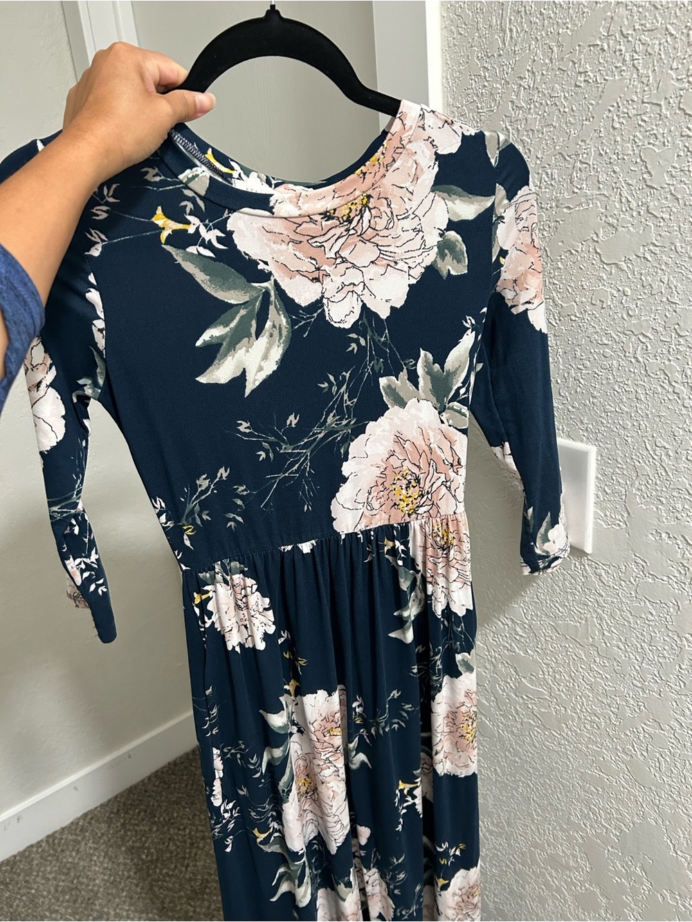 Reborn J Navy Floral Maxi with Blush and Yellow Accents
